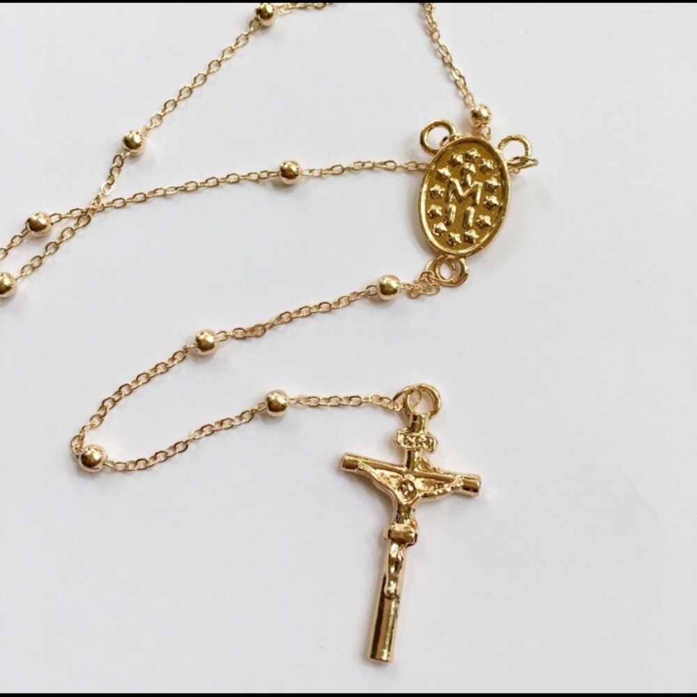 Rosary Style Gold Necklace - Picture 4 of 6